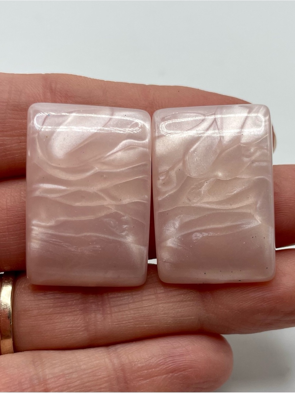 Vintage Pink Rectangular Statement Earrings